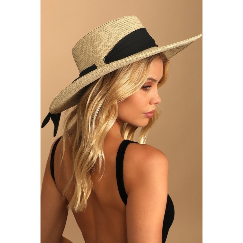 Lulus Far Away Destination Beige Straw Boater Hat